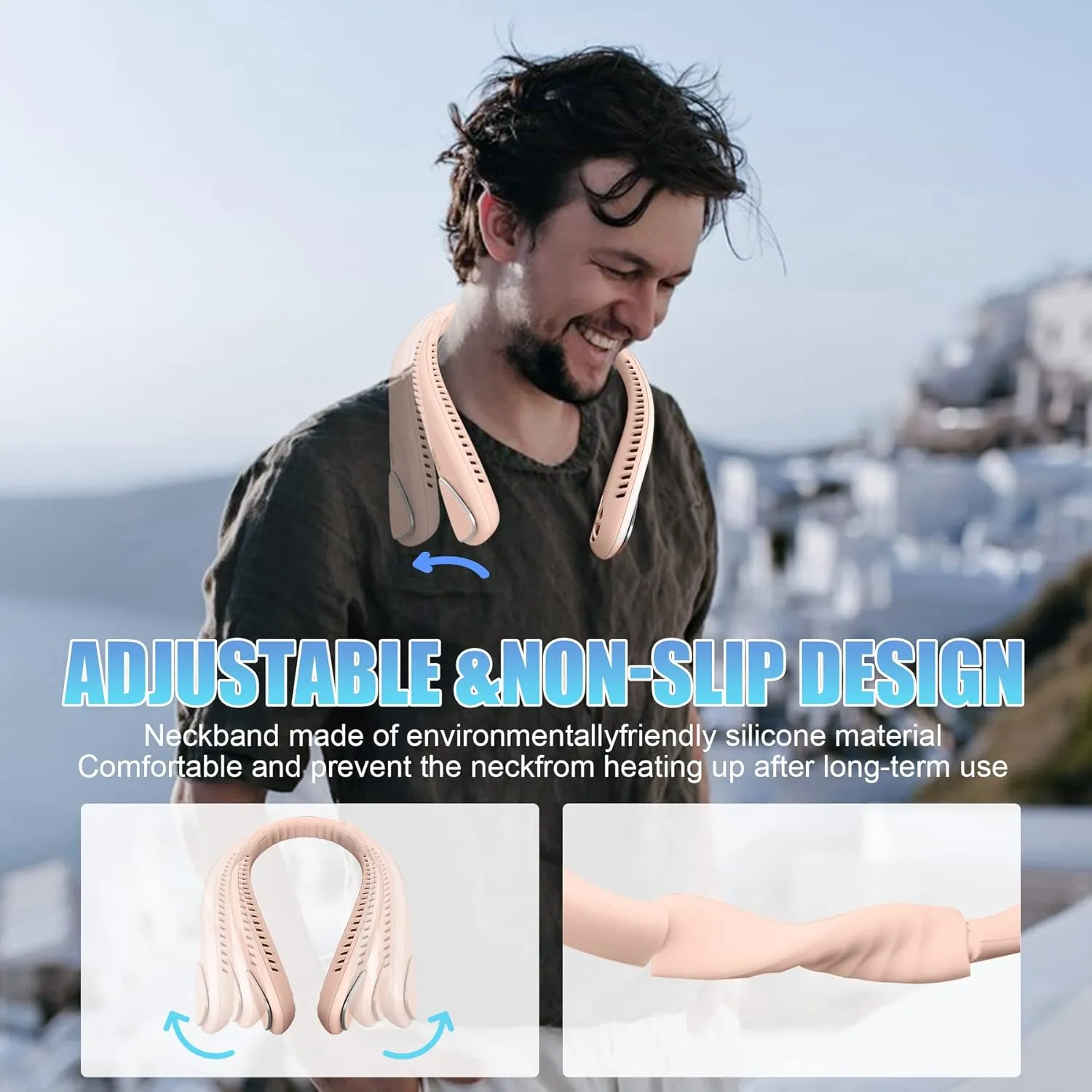 Bladeless Neck Fan - 6000mAh Portable Neck Fan with 3 Wind Speed,USB Rechargeable Personal Fan, Hands-Free Design USB Fan - Ideal for Outdoor Activities and Travel