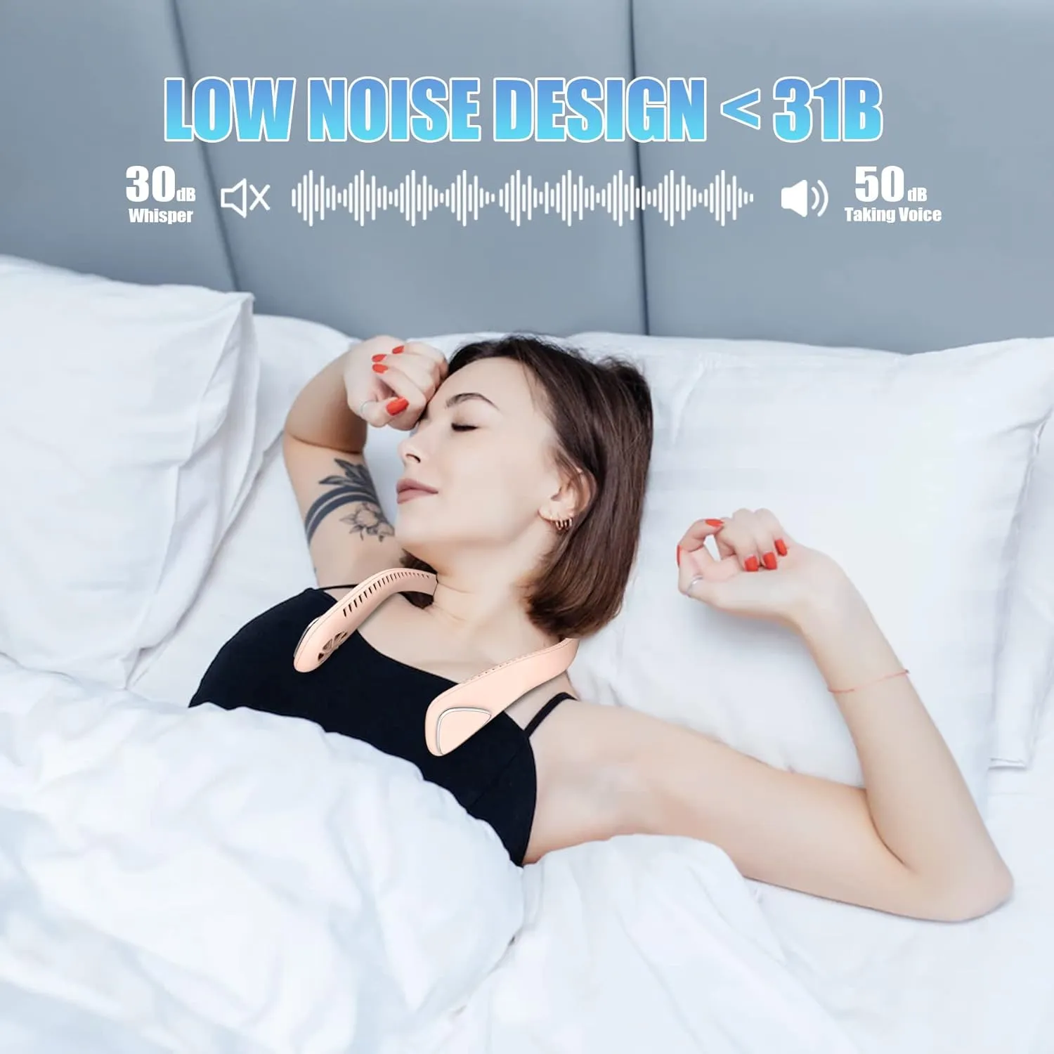 Bladeless Neck Fan - 6000mAh Portable Neck Fan with 3 Wind Speed,USB Rechargeable Personal Fan, Hands-Free Design USB Fan - Ideal for Outdoor Activities and Travel