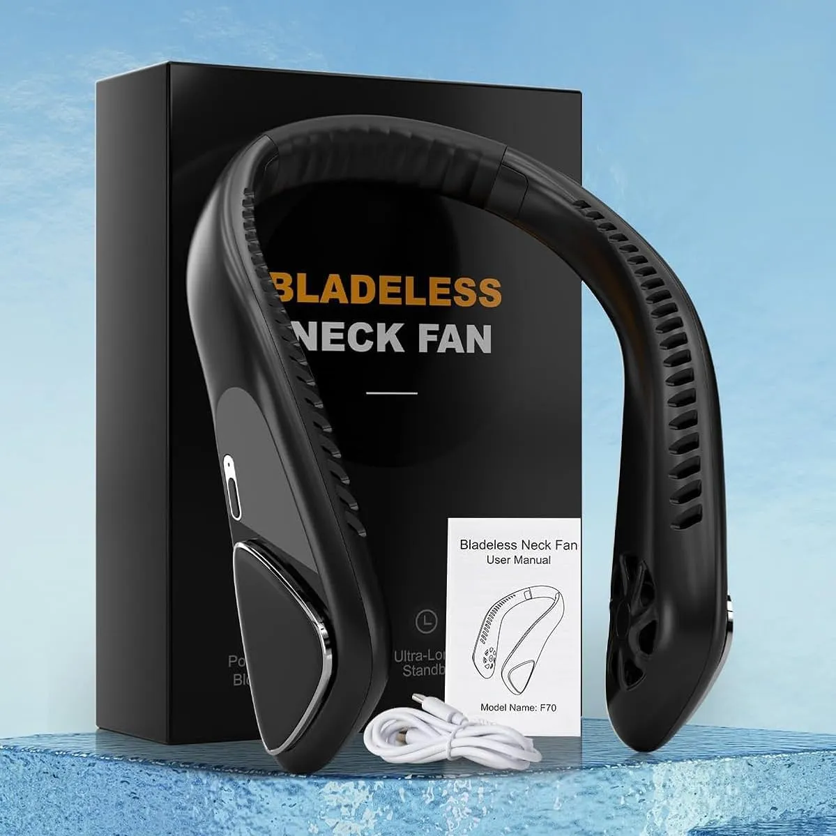 Bladeless Neck Fan - 6000mAh Portable Neck Fan with 3 Wind Speed,USB Rechargeable Personal Fan, Hands-Free Design USB Fan - Ideal for Outdoor Activities and Travel