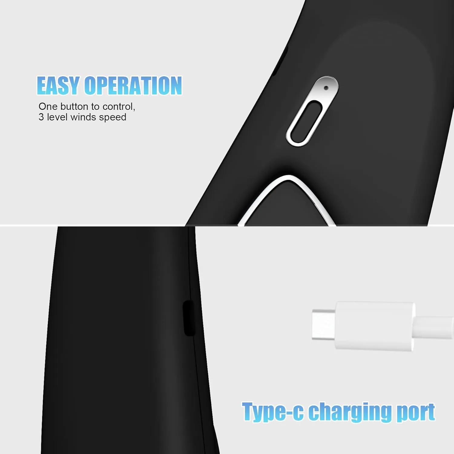 Bladeless Neck Fan - 6000mAh Portable Neck Fan with 3 Wind Speed,USB Rechargeable Personal Fan, Hands-Free Design USB Fan - Ideal for Outdoor Activities and Travel