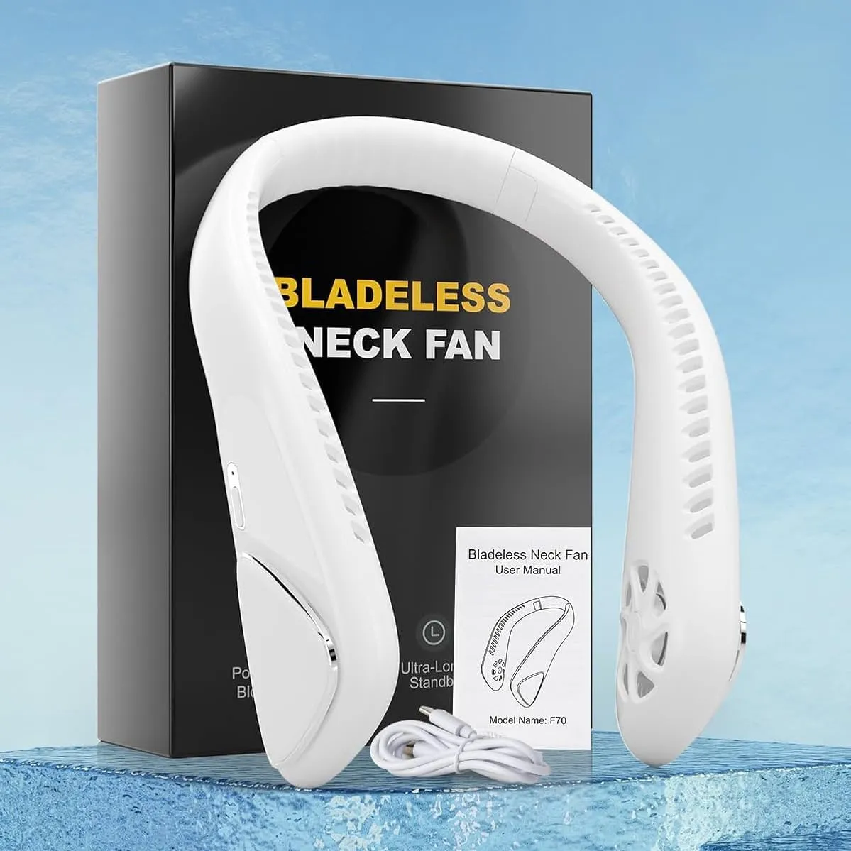 Bladeless Neck Fan - 6000mAh Portable Neck Fan with 3 Wind Speed,USB Rechargeable Personal Fan, Hands-Free Design USB Fan - Ideal for Outdoor Activities and Travel