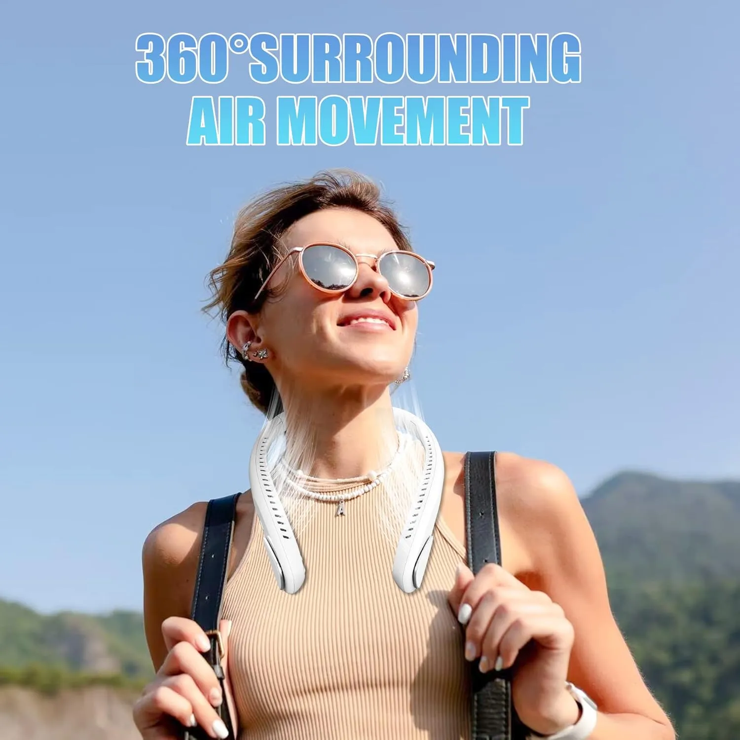 Bladeless Neck Fan - 6000mAh Portable Neck Fan with 3 Wind Speed,USB Rechargeable Personal Fan, Hands-Free Design USB Fan - Ideal for Outdoor Activities and Travel