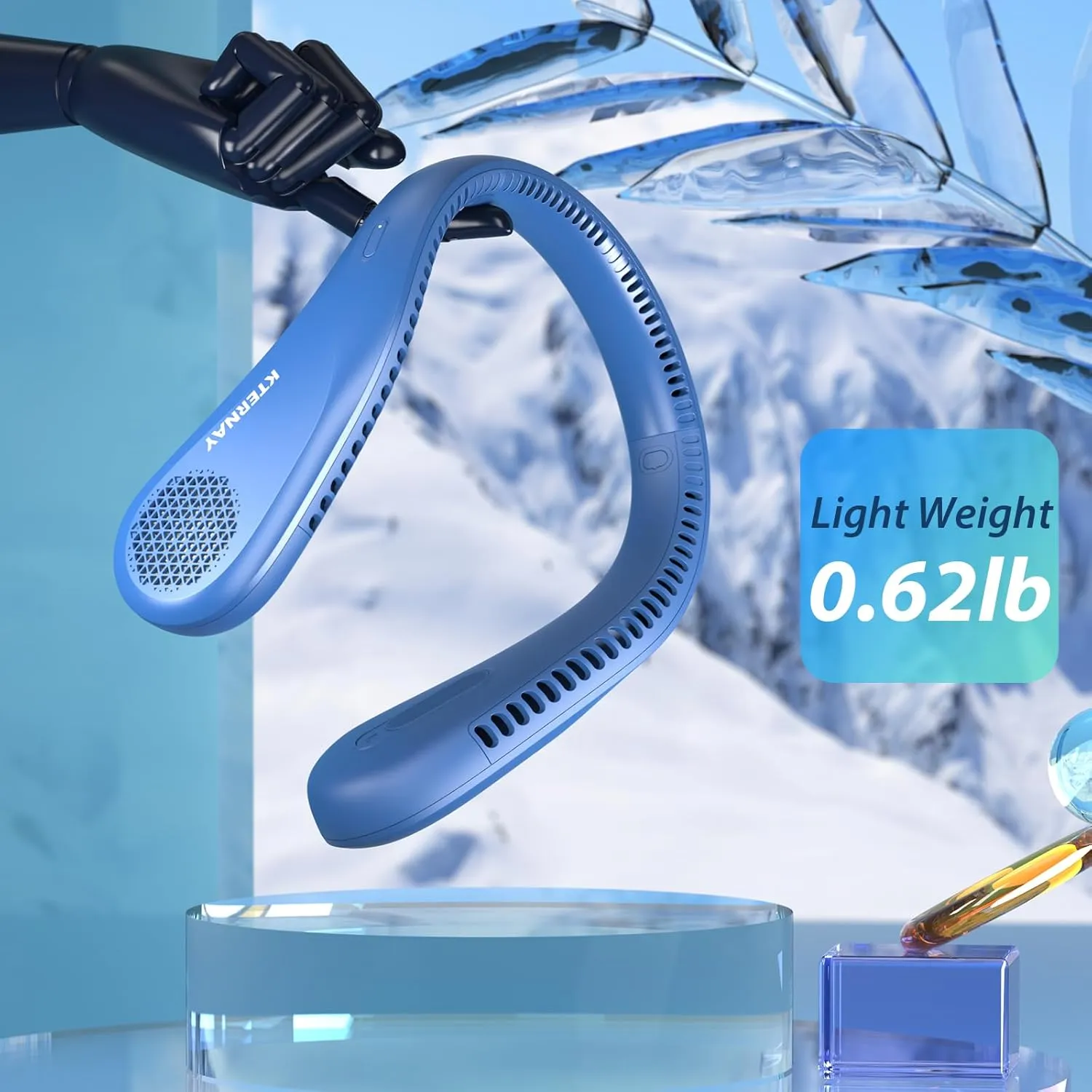Bladeless Neck Fan with 5200mAh Battery - 3-Speed Adjustable Hands-Free Cooling Fan, USB Rechargeable & Portable Personal Fan for Travel, Outdoor, Sports, Office