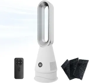 Bladeless Tower Fan, 25 inch Cooling Filter Air Purifier Fan with 6 Functions, Vertical & Horizontal Oscillation/Timer/ 10 Speeds Portable Floor Fan, Strong Wind & Quiet for Office, Room Tower bladeless fan for modern homes
