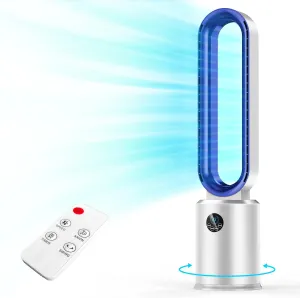 Bladeless Tower Fan, 38" Quiet Tower Fan with Remote, 24 Speeds, 12H Timer, 60 Swing, LED Display with Auto Off, Easy to Clean, Portable Low Noise Standing Fan Powerful Floor Fan for Home, Office Tower bladeless fan for modern homes