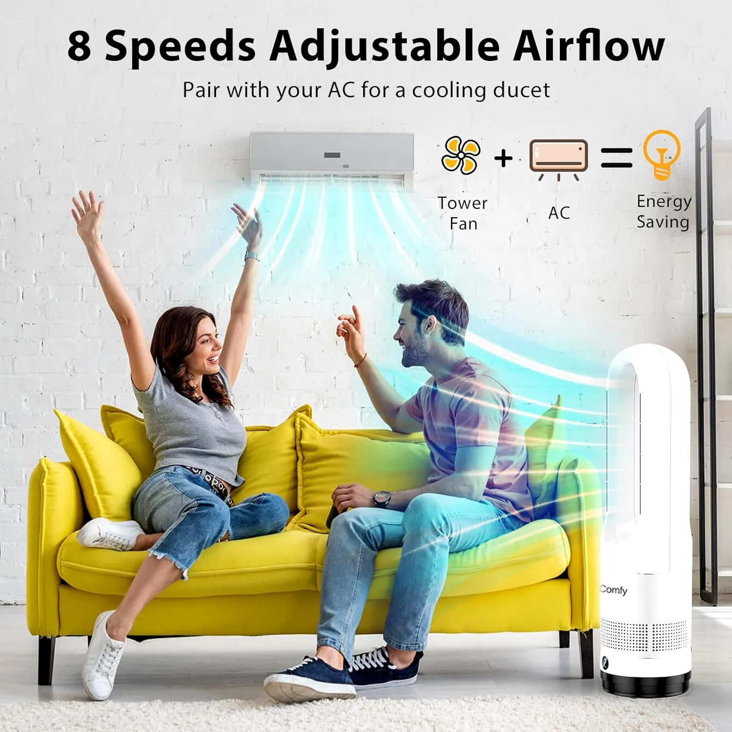 Bladeless Tower Fan for Bedroom, 22Inch 1400W Space Heater & 40W Cooler Fan Combo with Remote, Overheat & Tip-Over Protection, 80 Oscillating, 9H Timer, LED Display for Bedroom, Kitchen, Office