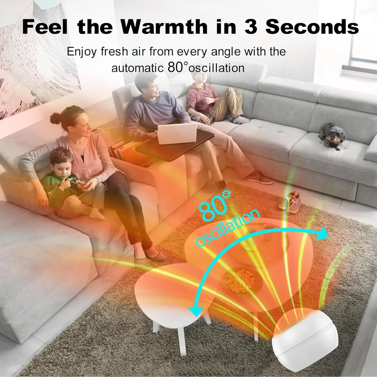 Bladeless Tower Fan for Bedroom, 22Inch 1400W Space Heater & 40W Cooler Fan Combo with Remote, Overheat & Tip-Over Protection, 80 Oscillating, 9H Timer, LED Display for Bedroom, Kitchen, Office