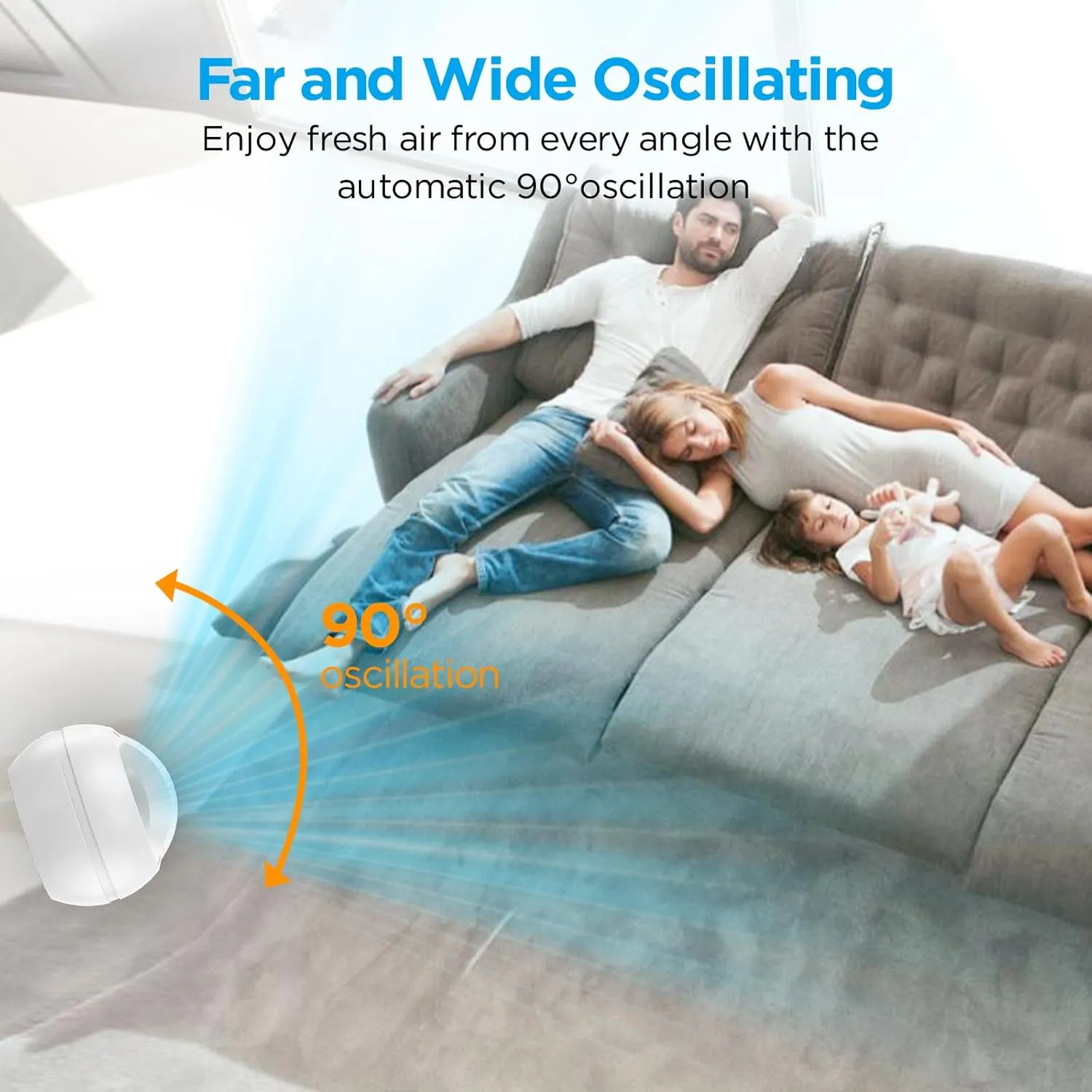 Bladeless Tower Fan for Bedroom, 22Inch Oscillating Cooling Fans with Remote, Quiet Bladeless Fan, 90 Swing, 8 Speeds, 9H Timer, LED Display for Home Office (White, 22inch Cool)
