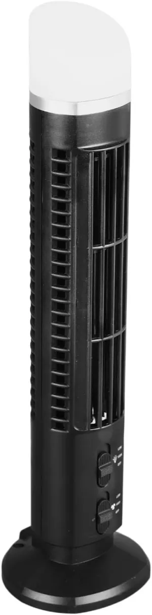 Bladeless Tower Fan Usb Vertical Desk Fan for Student Home Office, Tower Fans (Black) Rear-mounted fan for childrens safety
