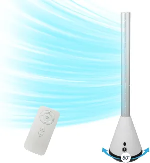 Bladeless Tower Fan with Remote, 80 Oscillating Air Circulator Fan, 9 Speeds, 8H Timer, Floor Fan for Home Bedroom, Kitchen, Living Room, Office Tower bladeless fan for modern homes