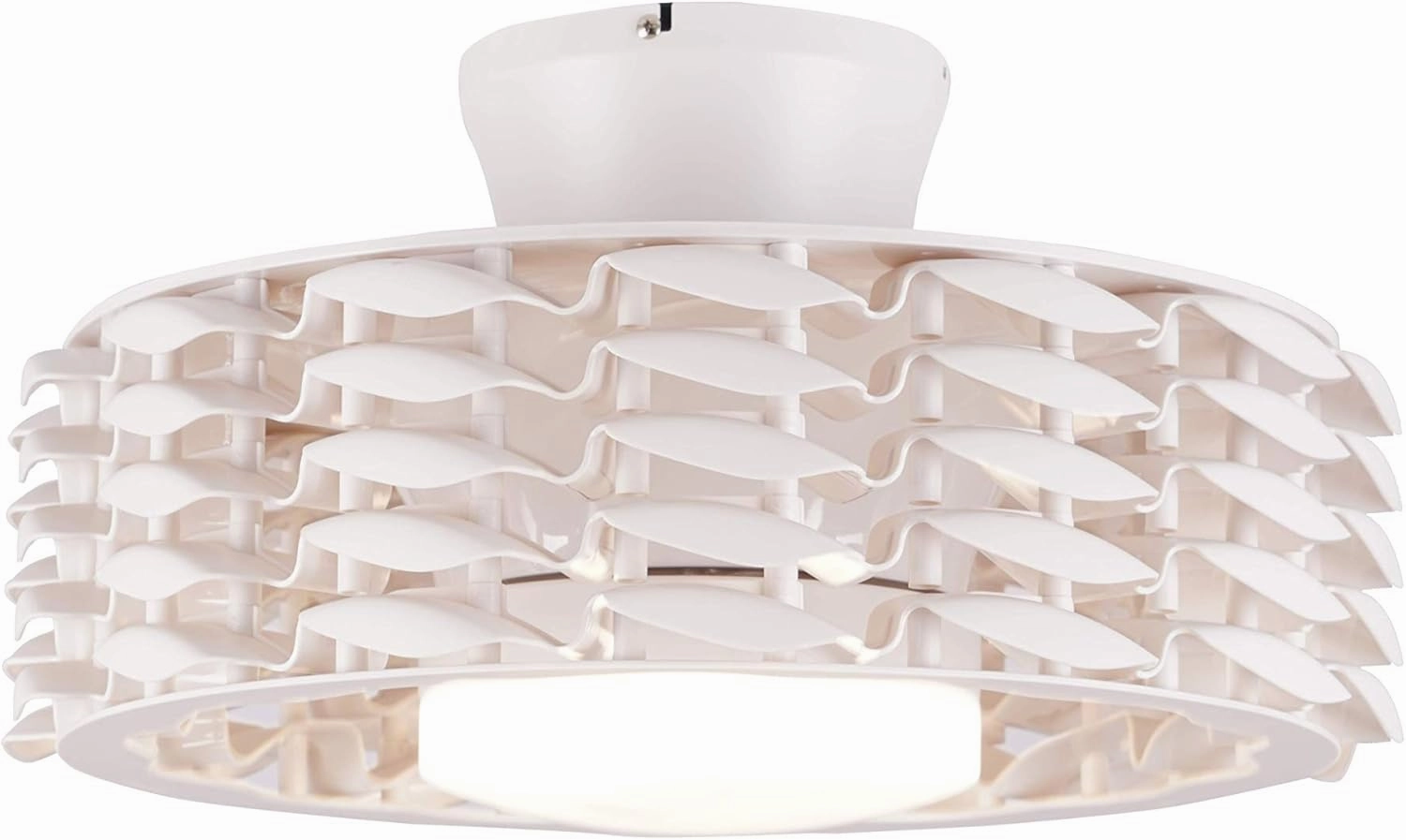 Bladeless Ceiling Fan with Lights & Remote  Oceano 23" Downrod or Flush Ceiling Fan with Lights & Remote for Kids Room& More  Low-Profile Fan, Dimmable LED, 6 Speeds, & Reverse (White) Small bladeless fan for quiet cooling