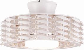 Bladeless Ceiling Fan with Lights & Remote  Oceano 23" Downrod or Flush Ceiling Fan with Lights & Remote for Kids Room& More  Low-Profile Fan, Dimmable LED, 6 Speeds, & Reverse (White) Small bladeless fan for quiet cooling