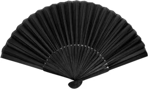 BlingKingdom Black Folding Hand Classic Style Fan Fabric Bamboo Ribs Hand Held Chinese/Spanish Foldable Fan for Wedding, Party Favor, Performance, Dance, Home Decorations, Festival, Gift Mini handheld fan for personal cooling