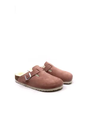 Boston Shearling Narrow Sandals In Pink Clay