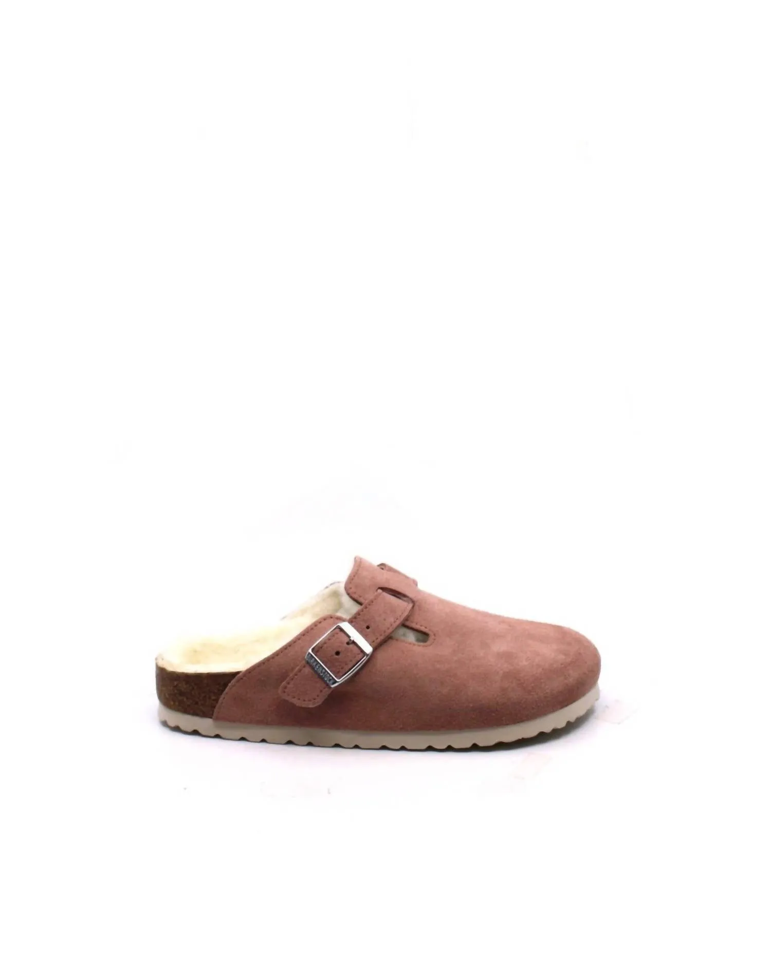 Boston Shearling Narrow Sandals In Pink Clay