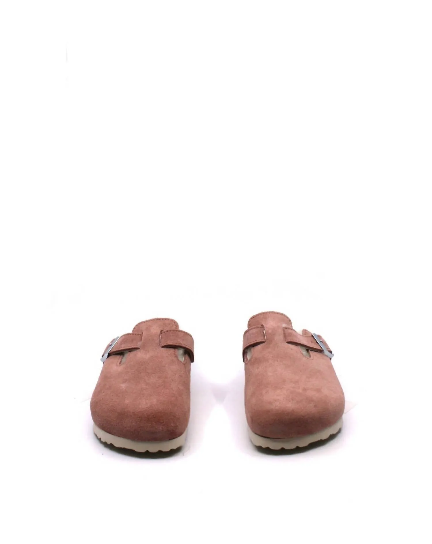 Boston Shearling Narrow Sandals In Pink Clay