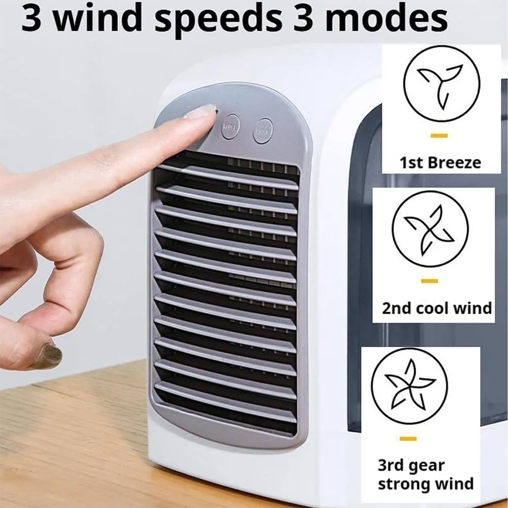 Breeze Box AC, Breeze Box Portable AC, Breeze Box Air Conditioner, 3 Speeds Air Conditioning Cooling Fan with Water Tank, Low Noise Ice Mist Technology USB Charging for Bedroom Office (Grey)