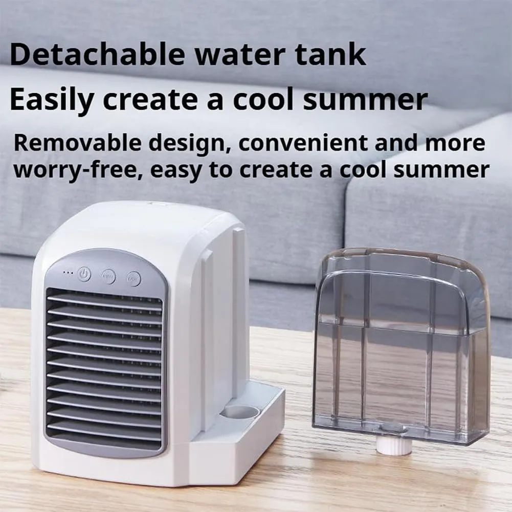 Breeze Box AC, Breeze Box Portable AC, Breeze Box Air Conditioner, 3 Speeds Air Conditioning Cooling Fan with Water Tank, Low Noise Ice Mist Technology USB Charging for Bedroom Office (Grey)