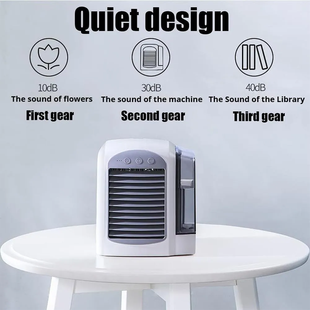 Breeze Box AC, Breeze Box Portable AC, Breeze Box Air Conditioner, 3 Speeds Air Conditioning Cooling Fan with Water Tank, Low Noise Ice Mist Technology USB Charging for Bedroom Office (Grey)