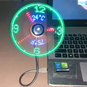 BREIS New USB Clock Fan with Real Time Clock and Temperature Display Function,Silver,1 Year Warranty USB desktop fan for workspace