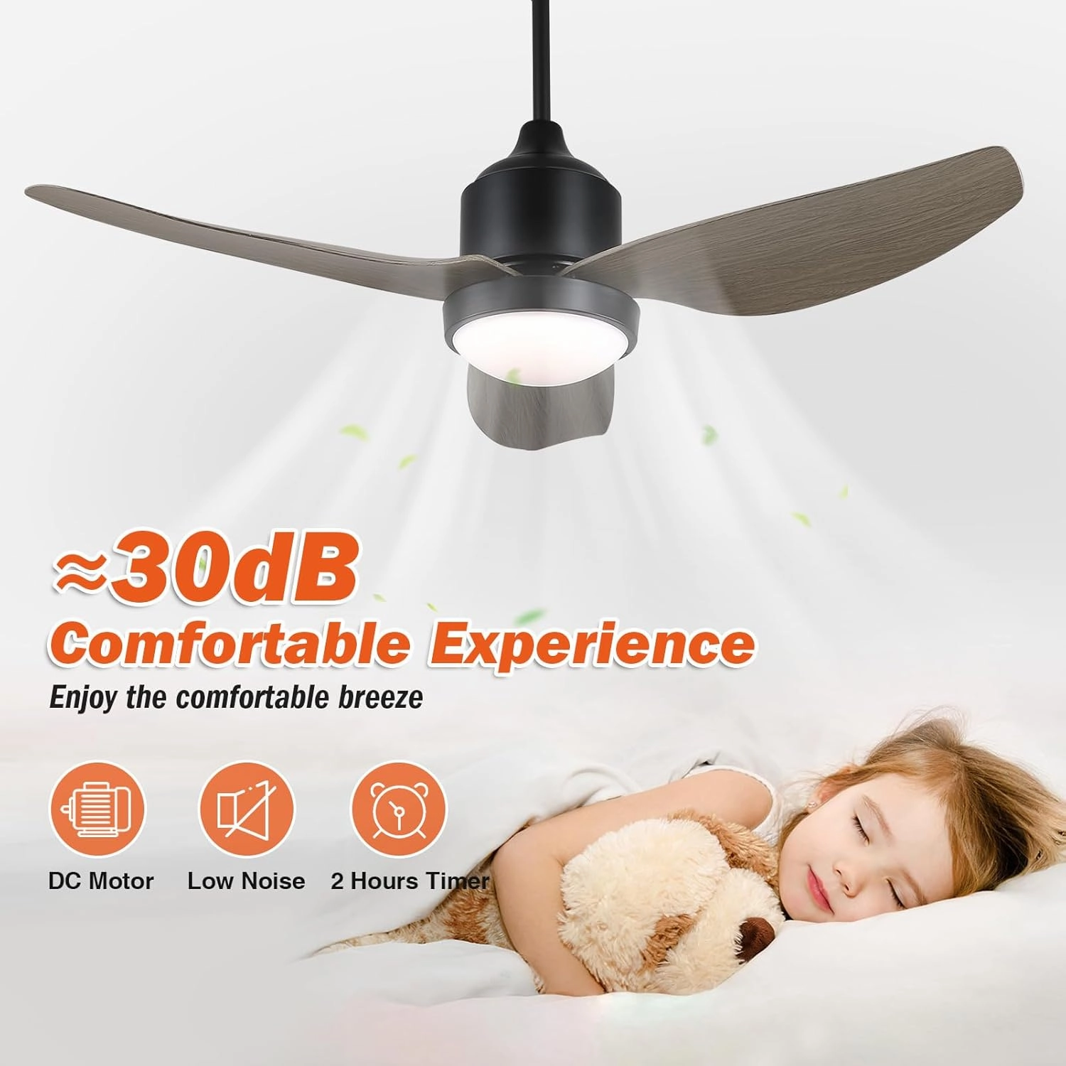 BZX Waterproof Outdoor Ceiling-Fan with Light - 52" Modern Ceiling Fans with 3 Colors LED Light, App & Remote Control, Quiet DC Motor, for Patios Gazebo