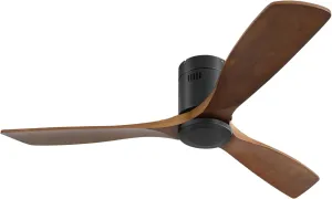 CACI Mall 52 Inch Solid Wood Ceiling Fan without Light, Flush Mount, 3 Blade, Low Profile, Modern, Outdoor/Indoor Ceiling Fans No Light for Bedroom/Farmhouse/Patio Fan with safety blade design