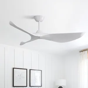 CACI Mall 52" White Ceiling Fan No Light, Modern, Remote Control, 3 Blades Ceiling Fan with Noiseless Reversible Dc Motor for Living room, Bedroom Fan with safety blade design