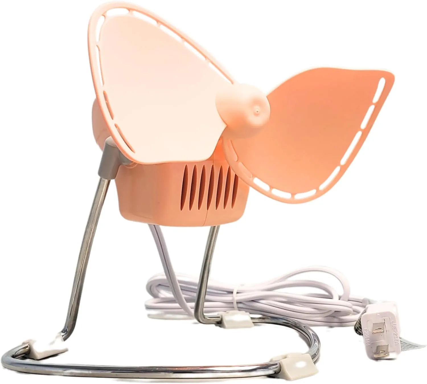 Caframo Limited Edition Chinook Personal Fan, Peach Fuzz -Pantone's Colour of the Year, 2-Speed Desk or Tabletop Fan, Cage Free, Easy To Clean Soft Blades, Canadian Made, 8.8" Blade, Peach, 707CHPFBX Fan with safety blade design