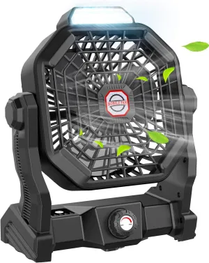 Camping Fan with LED Lantern, 36 Hours 9 Inch Portable Rechargeable Battery Powered Fan with Stepless Speed and Quiet Battery Operated for Picnic, Barbecue, Fishing, Travel, Home, Tent Battery-powered portable fan
