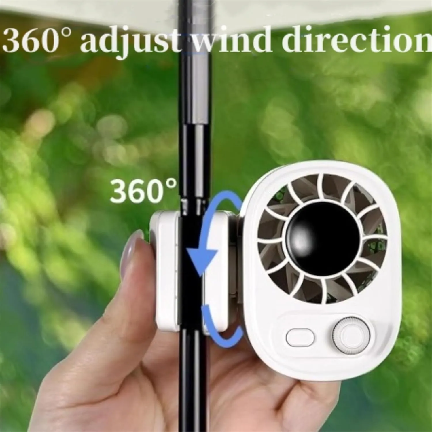 Car Clip on Fan, Car Clip on Fan with LED Display - 360 Rotation, 100 Speeds Adjustable, USB Rechargeable Personal Cooling Fans 1800mAh Battery, Strong Wind Ultra Quiet (White Beige)