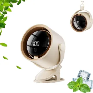 Car Clip on Fan, Car Clip on Fan with LED Display, Strong Wind Quiet Small Portable, Portable Cooling Clip Fans for Cars Vent, 360 Rotation 360-degree rotating fan for home use