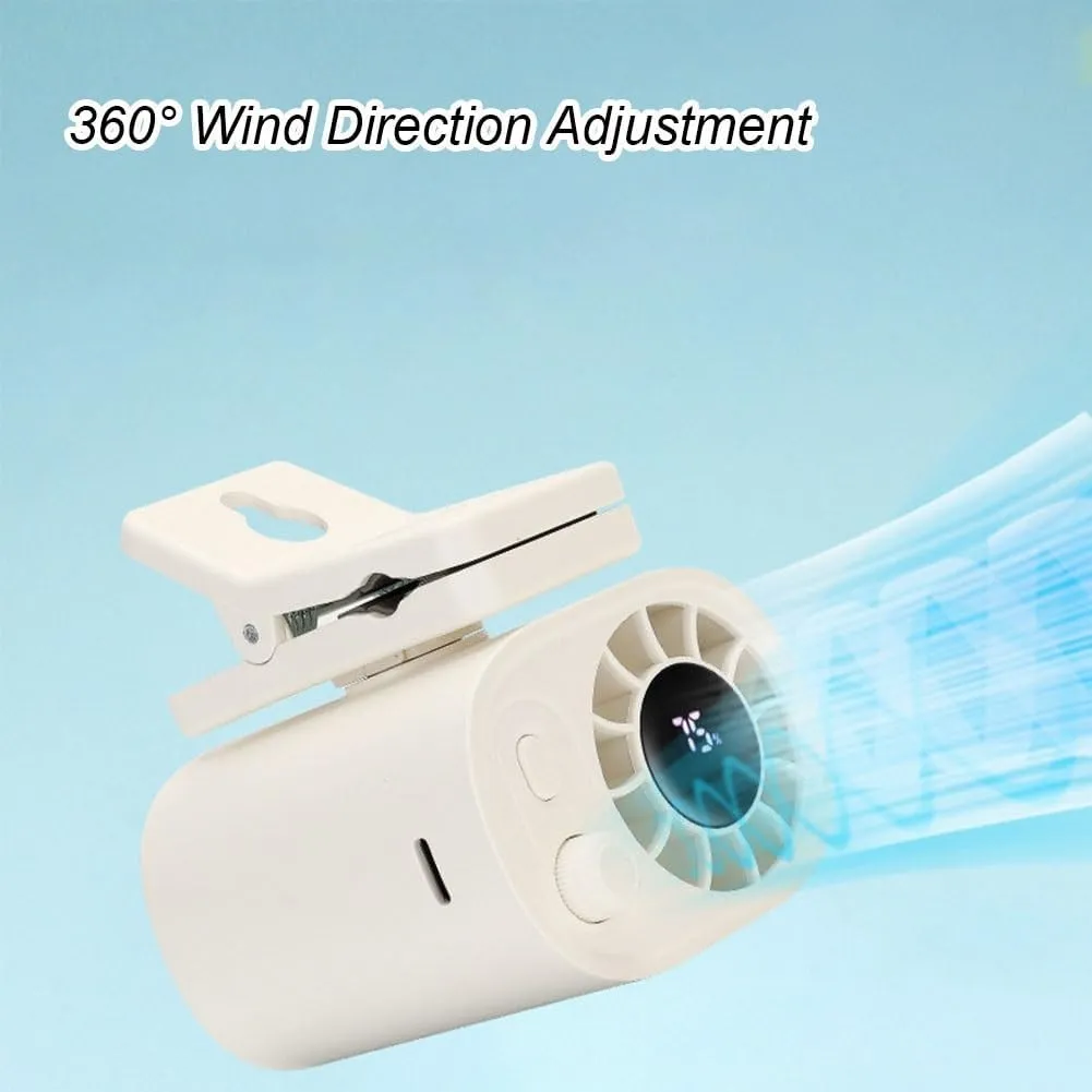 Car Clip on Fan with LED Display -360 Rotation, 100 Speeds Adjustable, USB Rechargeable, 1800mah, Portable Silent Mini Hands-Free Cooling Electric Fan for Travel, Work, Outdoor(Apricot)