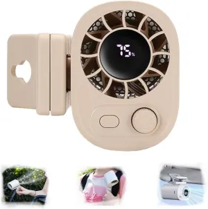 Car Clip on Fan with LED Display -360 Rotation, 100 Speeds Adjustable, USB Rechargeable, 1800mah, Portable Silent Mini Hands-Free Cooling Electric Fan for Travel, Work, Outdoor(Apricot) 360-degree rotating fan for home use