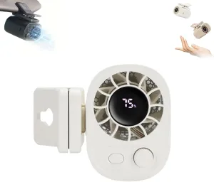Car Clip on Fan with LED Display, Mini Clip on Fan, Portable Rechargeable Personal Fans, 360 Degrees Rotation, 100 Speeds Adjustable, USB Rechargeable Personal Cooling (White) 360-degree rotating fan for home use