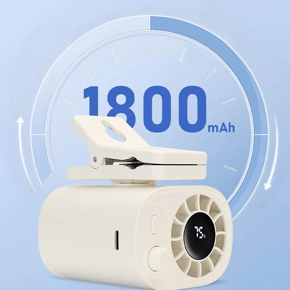 Car Clip on Fan with LED Display, Portable USB Rechargeable Small Electric Fan with 1800mah Battery, 360 Rotation Car-Mounted Umbrella Clip Personal Cooling Fans, For Cars, Camping(White 1pc)