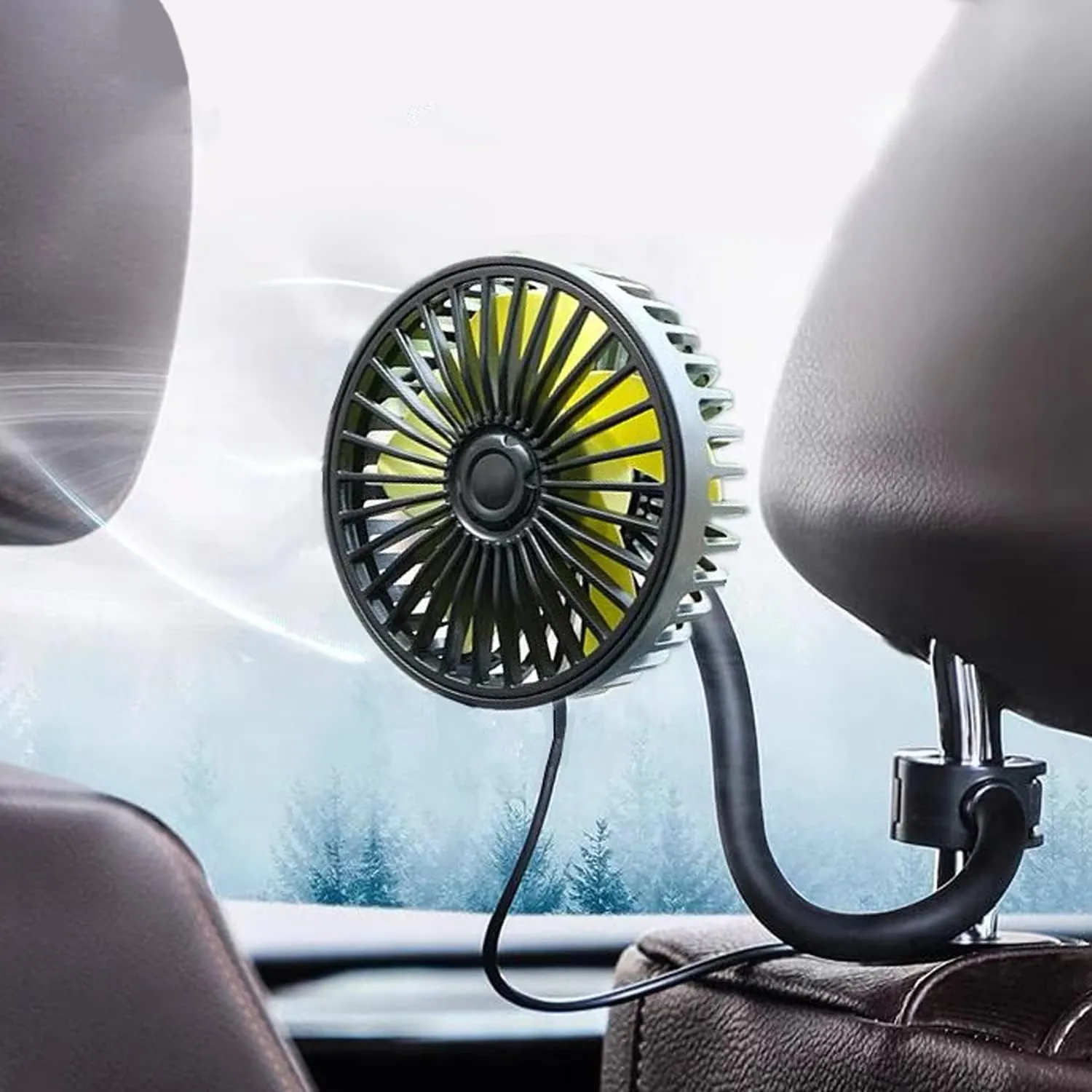 Car Cooling Fan, USB Powered 3 Speed Strong Wind Rear Seat Air Circulation Fan for SUV, RV, Baby Stroller, Vehicles Rear-mounted fan for childrens safety