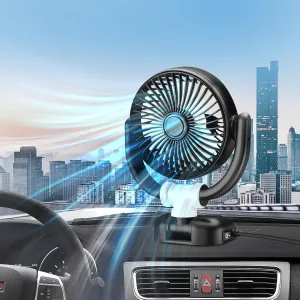 Car Cooling Fan,Portable Folding Fan 360 rotate,Brushless Motor,Strong Wind Air Circulation USB Car Fan 360-degree rotating fan for home use