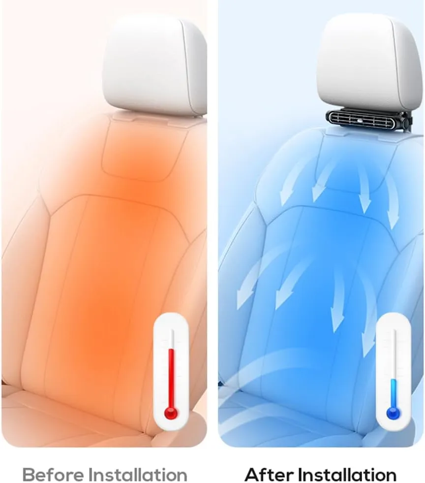 Car Cooling Fans For Backseat, Car Fan for Driver and Passenger's Seat Portable Backseat Cooling Fan Kids Baby with 3 Adjustable Wind Speeds for Vehicle Jeep Van RV Truck (Black 3000mAh)