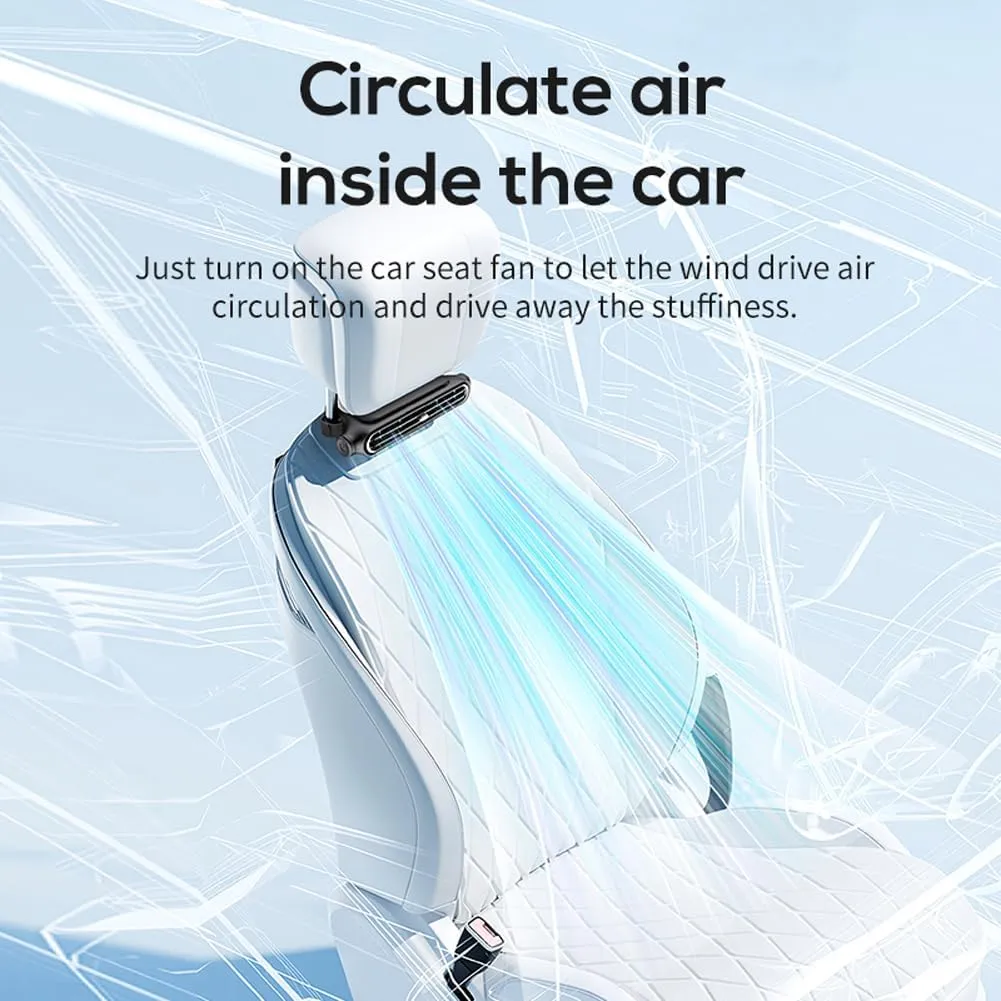 Car Cooling Fans For Backseat, Car Fan for Driver and Passenger's Seat Portable Backseat Cooling Fan Kids Baby with 3 Adjustable Wind Speeds for Vehicle Jeep Van RV Truck (Black 3000mAh)