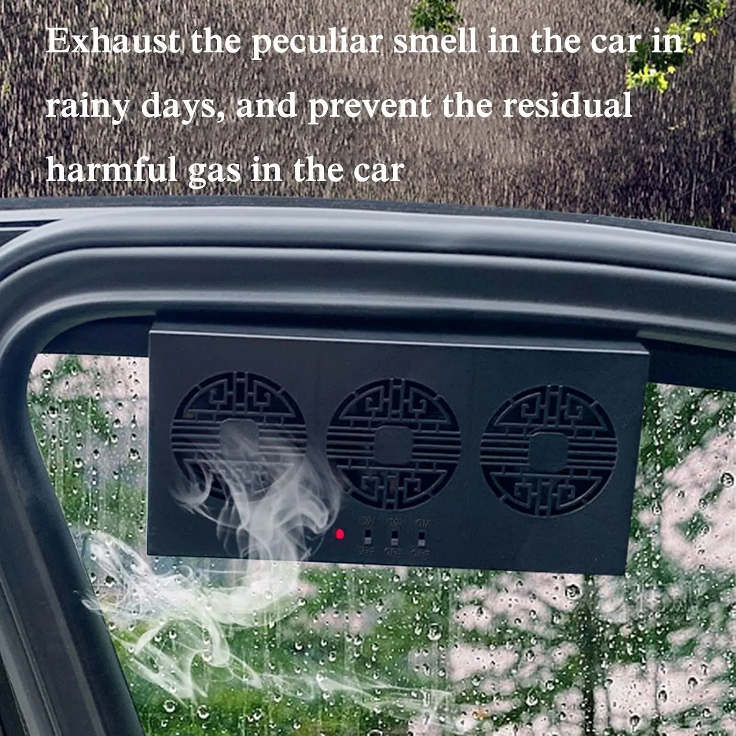 Car Exhaust Fan Solar Power Car Window Exhaust Fan Auto Ventilation Fan Car Radiator Cooling Fan with Three Air Outlet Car Vent Cooler Solar Vent Fan for Car (Black-Type A)