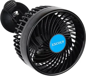 Car Fan 12V with Cigarette Lighter Plug, 4.5'' Powerful Cooling Air Fan with for Front Rear Seat,Portable 360 Rotatable Portable Quiet for Vehicle Car Truck Van SUV RV ATV Boat, Powerful Suction Cup Solar-powered car fan for ventilation