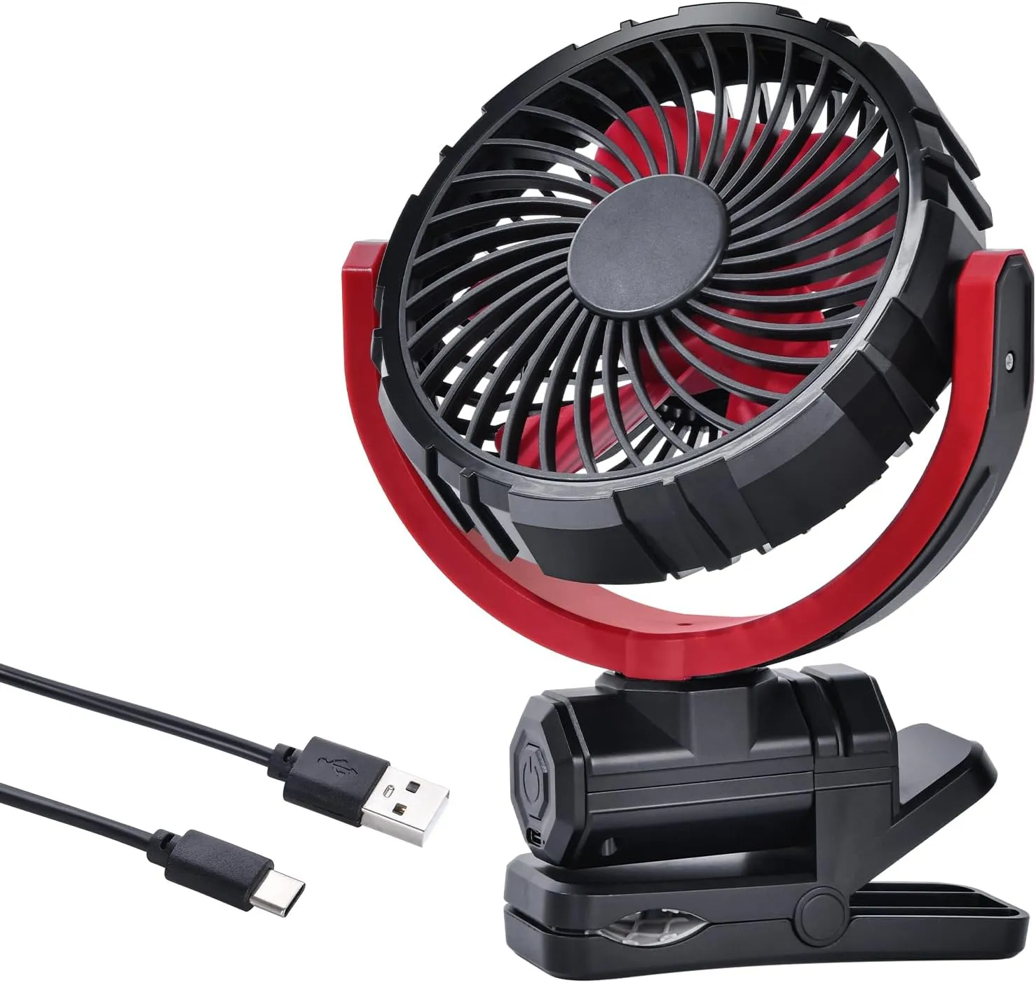 Car Fan 5V USB Small Clip on Sun Visor Fan for Front/Rear Seat, 2000mAh Rechargeable Battery Powered Quiet Personal Cooling Fans That Blow Cold Air, for Vehicle, Van, Suv, Rv, Truck, Camping