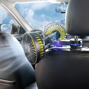 Car Fan, Dual Head USB Car Fans for backseat for kids, 3-Speed Air Speed and 360 Rotating Rear Seat Cooling Carseat Fan 5V Powerful Air Circulation Fan for Sedan SUV RV Truck Rear-mounted fan for childrens safety