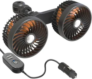 Car Fan for Backseat, 24v/12v Car Seat Fan Portable, 360 Degree Rotatable Back Seat Fan, Dual Head Usb Portable Car Seat Fan for Car SUV RV Kids Baby Rear Summer Car Accessories Rear-mounted fan for childrens safety