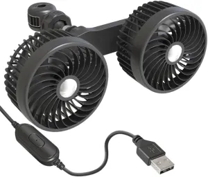 Car Fan for Backseat, 24v/12v Car Seat Fan Portable, 360 Degree Rotatable Back Seat Fan, Dual Head Usb Portable Car Seat Fan for Car SUV RV Kids Baby Rear Summer Car Accessories Rear-mounted fan for childrens safety