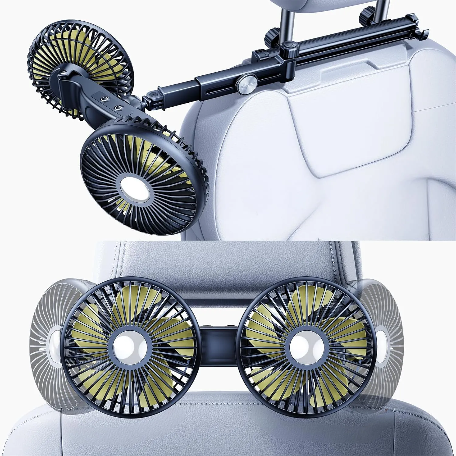 Car Fan for Backseat for Kids,Battery Powered USB Rechargeable Car Seat Fan for Baby [Extender Arm   Comes with Car Charger] 360Rotatable Cooling Fans for Back Seat That Blow Cold Air for RV Rear-mounted fan for childrens safety