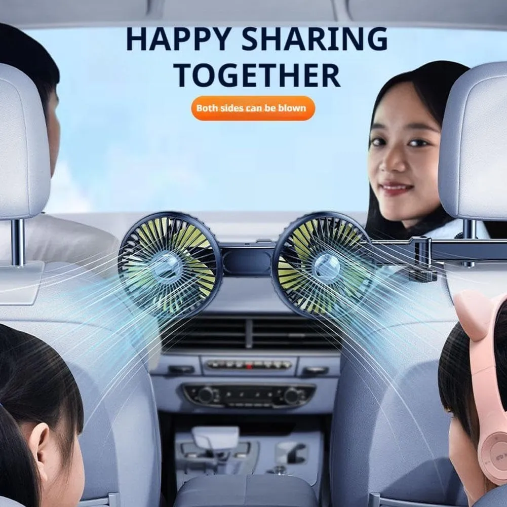 Car Fan for Backseat Kids with Retractable Arm,Dual Head Car Cooling Fan for Rear Seat,Rechargeable USB 360 Rotatable Electric Car Cooling Fans for Cars RV Vehicles-3 Speed