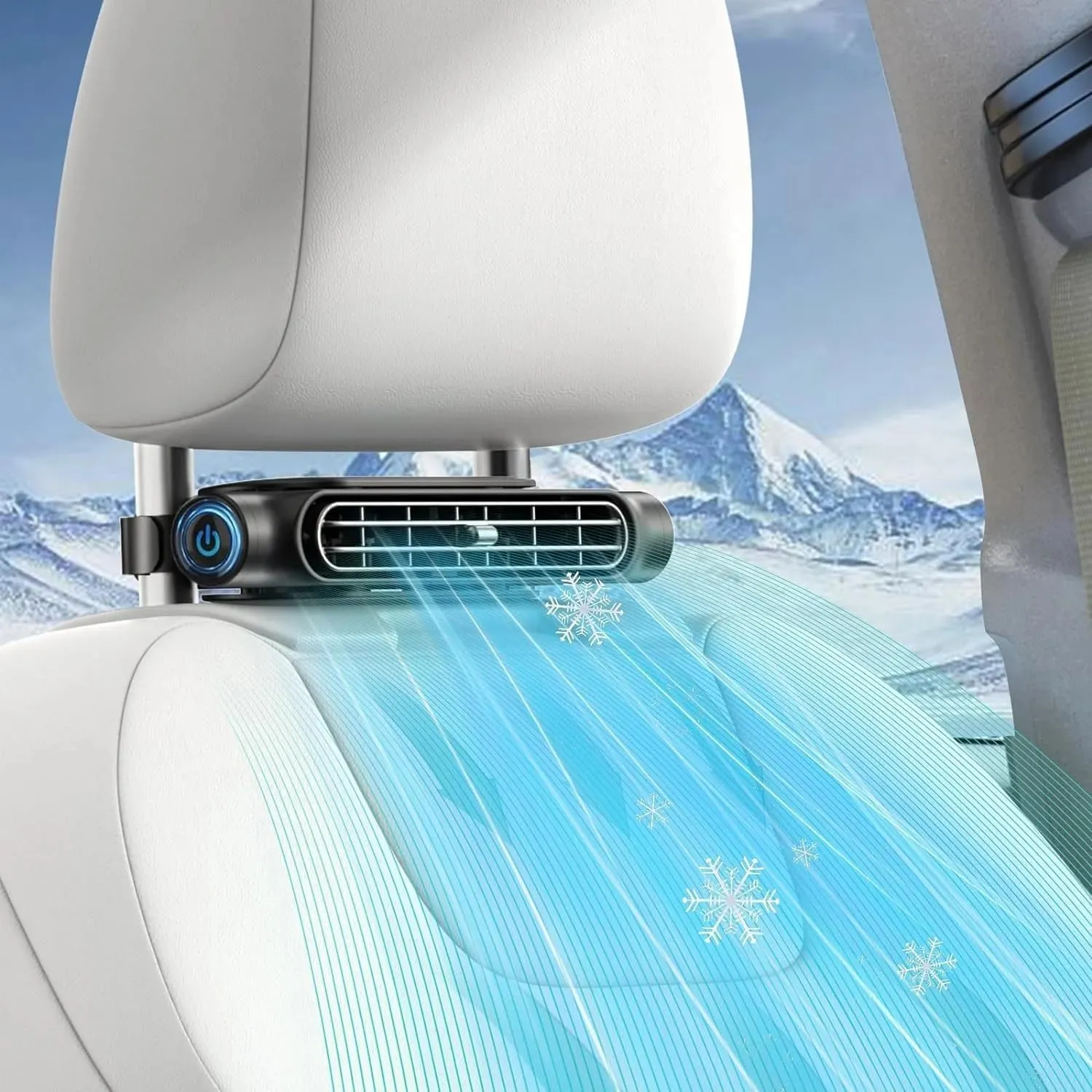 Car Fan for Driver and Passenger's Seat - Mini Portable USB Backseat Cooling Fan Kids Baby Quiet headrest Neck Fan Accessories with 3 Adjustable Wind Speeds Car Seat Headrest Cooling Fan for All Cars Rear-mounted fan for childrens safety