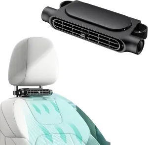 Car Fan for Driver and Passenger's Seat - Mini Portable USB Backseat Cooling Fan Kids Quiet Headrest Neck Fan Accessories with 3 Adjustable Wind Speeds Seat Headrest Cooling for All Rear-mounted fan for childrens safety