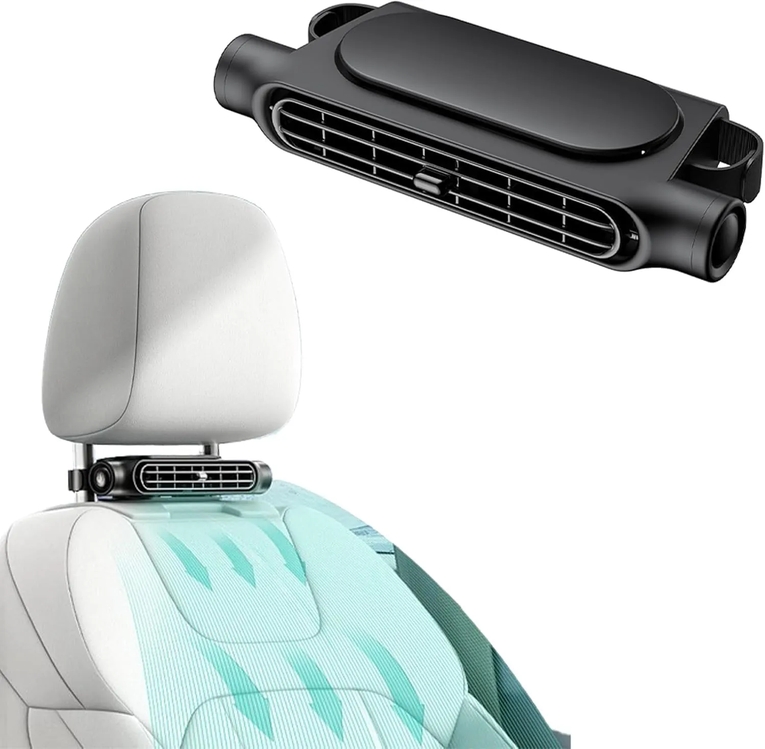 Car Fan for Driver and Passenger's Seat - Mini Portable USB Backseat Cooling Fan Kids Quiet Headrest Neck Fan Accessories with 3 Adjustable Wind Speeds Seat Headrest Cooling for All Rear-mounted fan for childrens safety